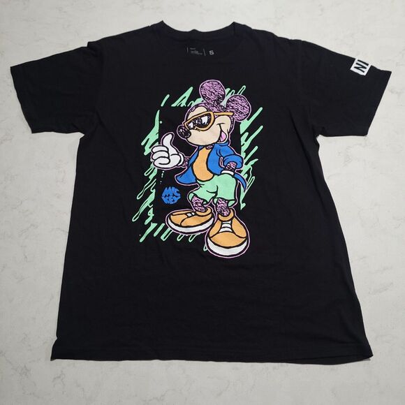 Neff x Disney Mickey Mouse Thumbs Up Graphic Black T-Shirt SMALL NWOT - Picture 2 of 8